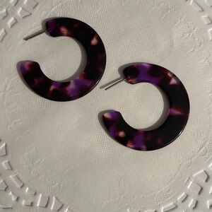 Purple and Black Hoop Earrings